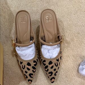 Stylish Leopard Print Mules with Gold Buckle